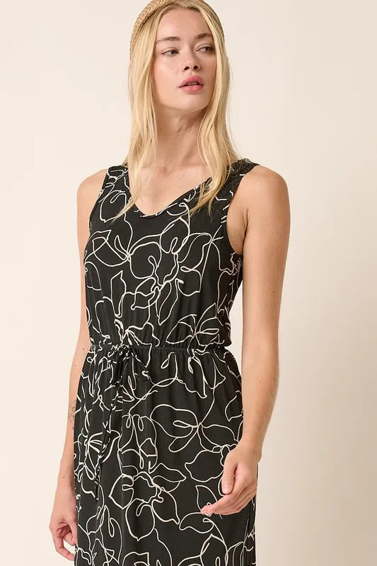 Mittoshop Side Slit Flower Print V-Neck Sleeveless Dress d0bb3317-a6b8-4dd1-ae7c-d5f6e70a61db-Max