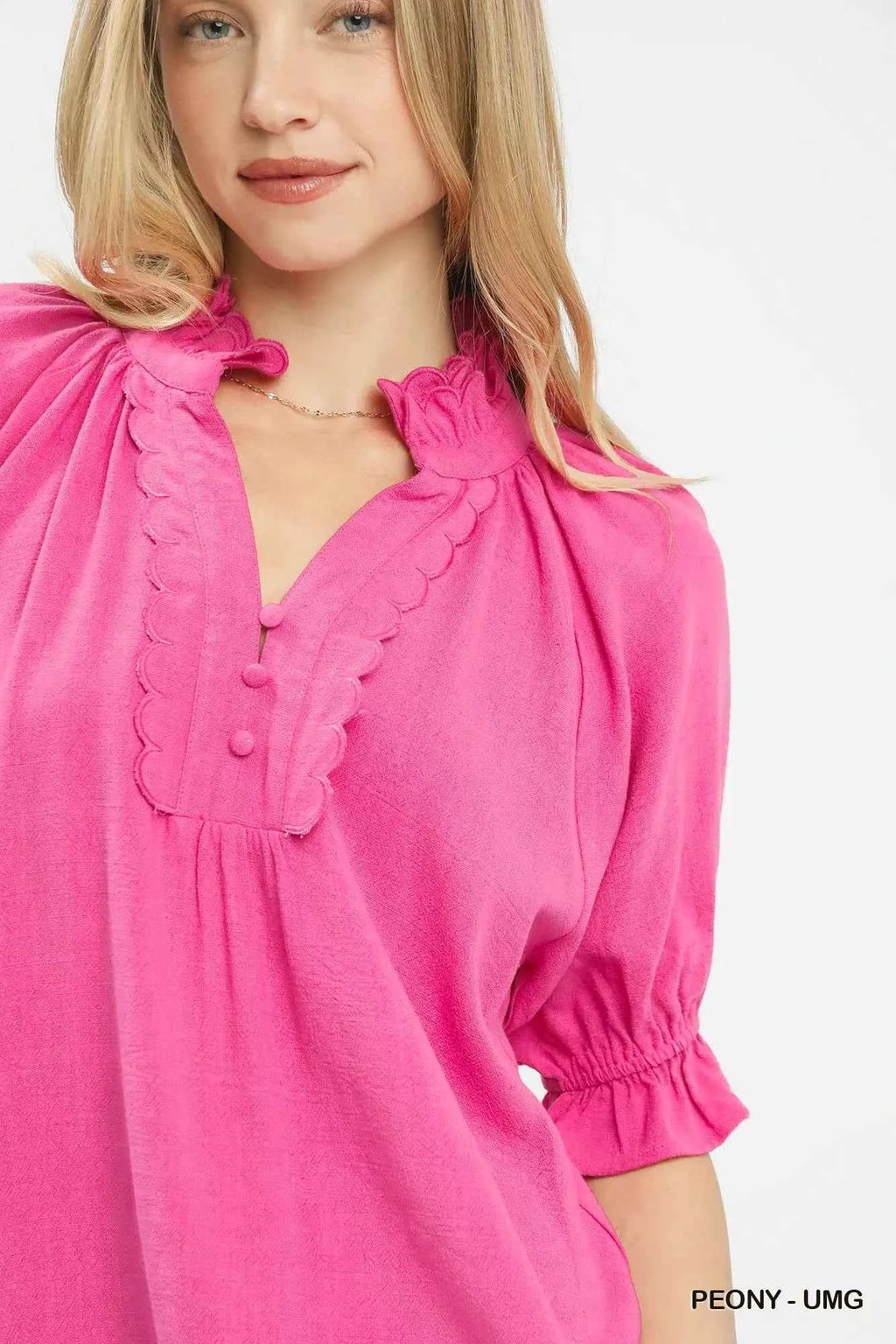 Umgee Linen Scalloped Ruffle Neck Blouse d0c46dad-4d64-4cbf-ba53-2cbb4e7d13f0-Max-Origin