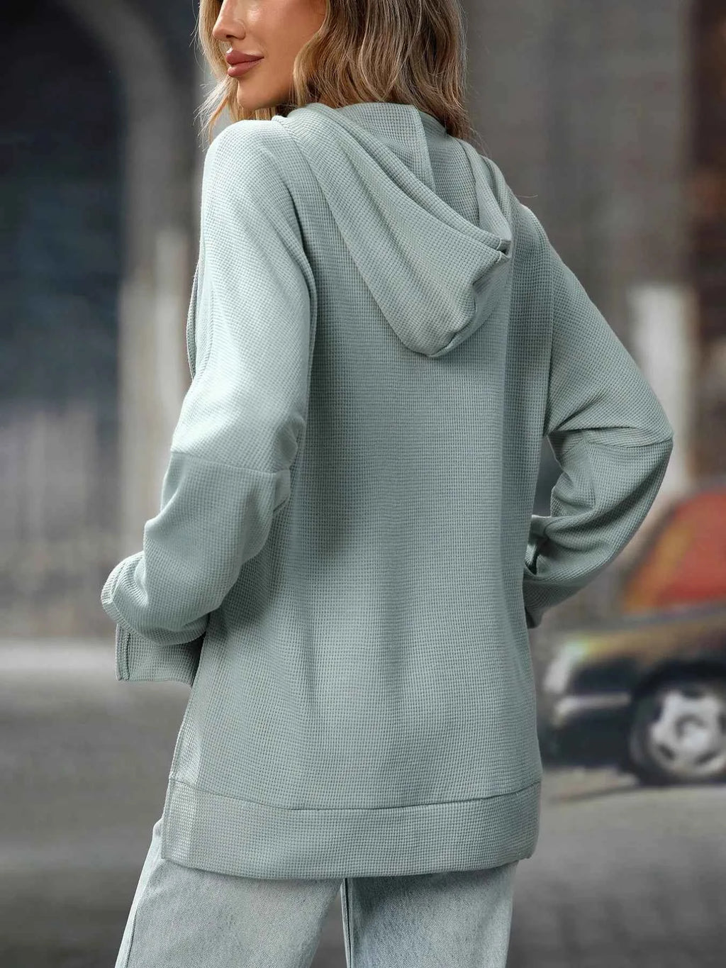 Textured Drawstring Long Sleeve Hoodie d0cedec4-2da1-4ee9-98f4-2d6b1b8c493c-Max-Origin