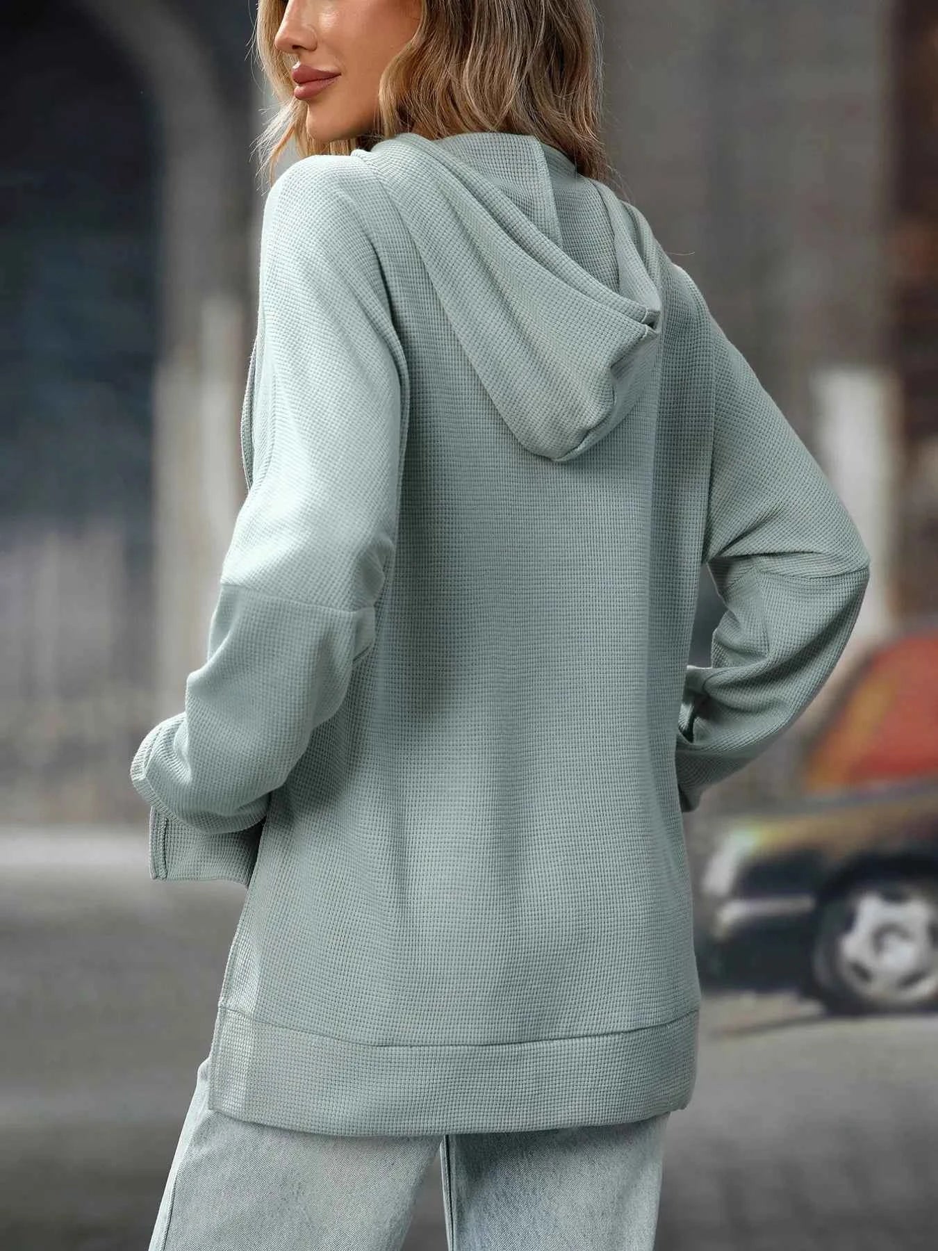 Textured Drawstring Long Sleeve Hoodie d0cedec4-2da1-4ee9-98f4-2d6b1b8c493c-Max-Origin