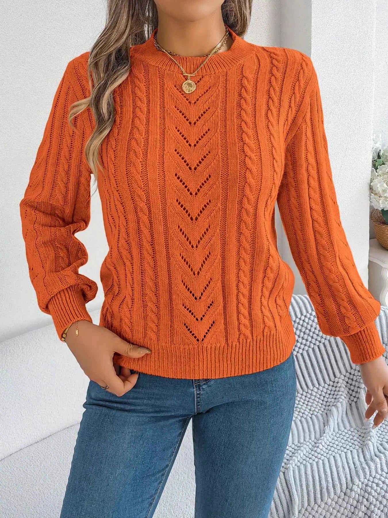 Cable-Knit Round Neck Sweater d0d34267-177d-4014-a868-38d96de3a589-Max-Origin