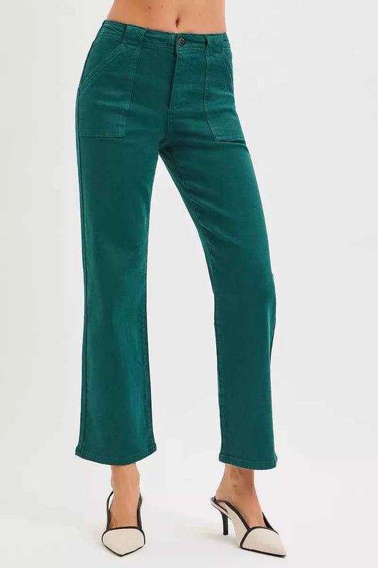 High Rise Ankle Flare Patch Pocket Jeans d0df10d5-71c3-4446-b41d-cfc8c8e071f1-Max-Origin