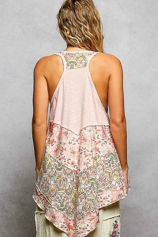 Round Neck Ribbed Tank with Woven Print Patch d0df5931-6a6a-48af-b787-2f4df1ce34d5-Max