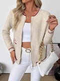 Zip Up Contrast Trim Cardigan Apricot d0f07d39ba4f44378d4c94595249da53-Max-Origin