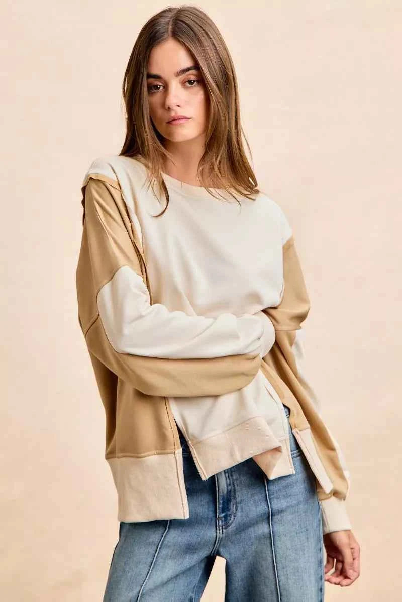BiBi French Terry Color Block Top With Open Seam Detail d0f389640c1d45e6981d8195dc914ae5-Max-Origin
