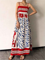 Sardine Print Spaghetti Strap Maxi Dress Red d100567266d446709078f3118a181125-Max