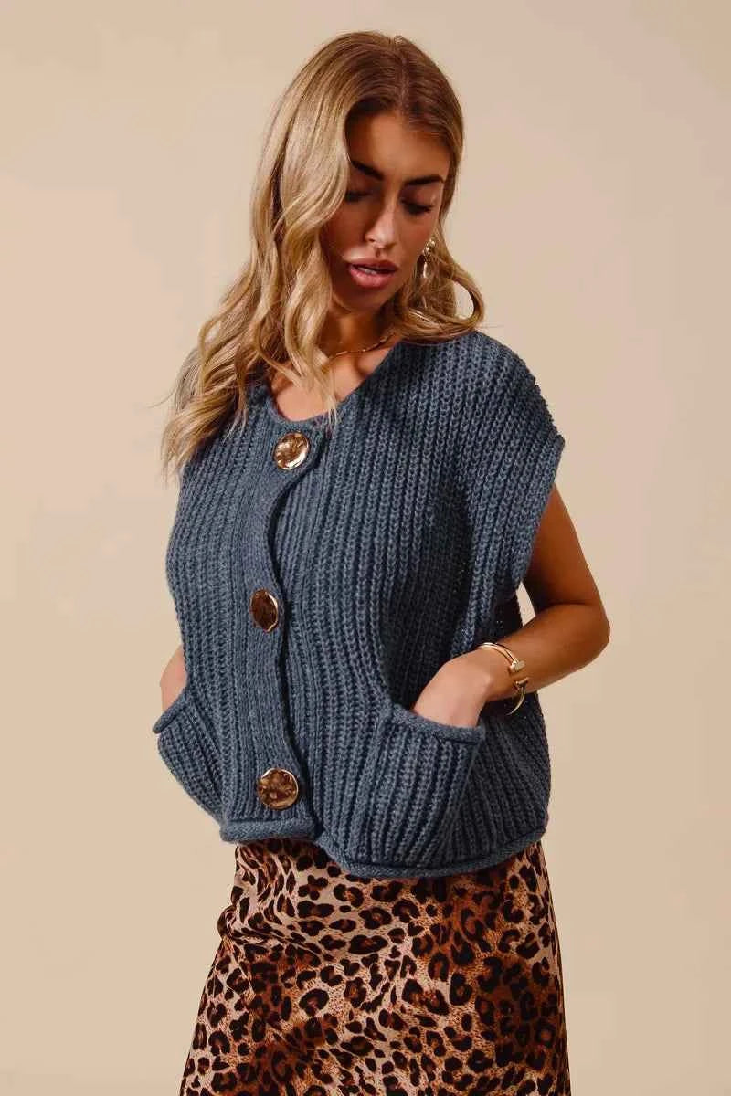 SO ME Big Metal Button Front Sweater Vest d10b8ddff33e445ca7a004dfd584ca0d-Max-Origin