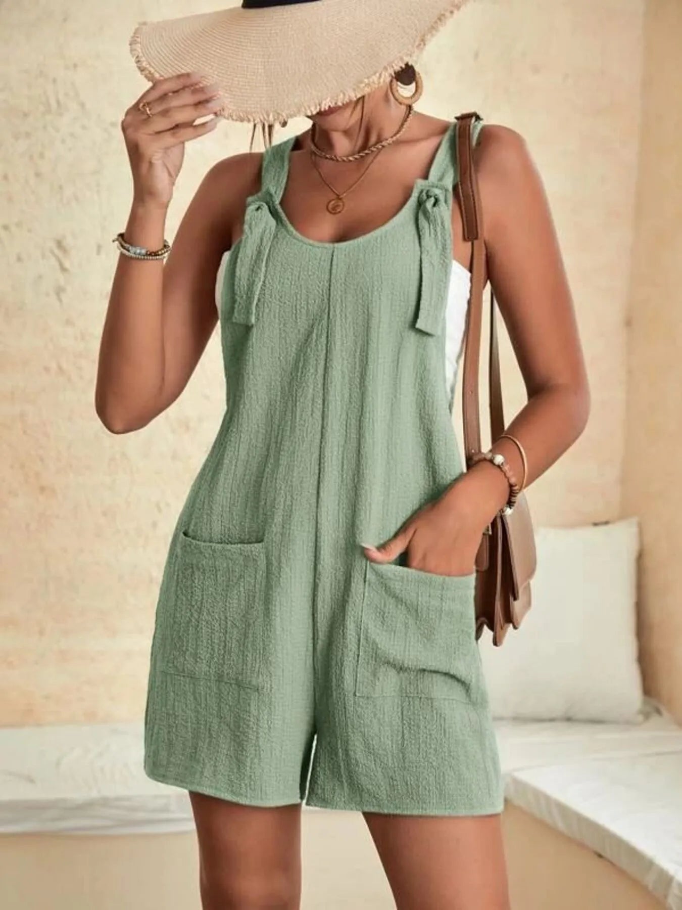 Full Size Knot Strap Romper with Pockets Plus Size d10e8481a4b547baa1e3f42a03724d39-Max-Origin