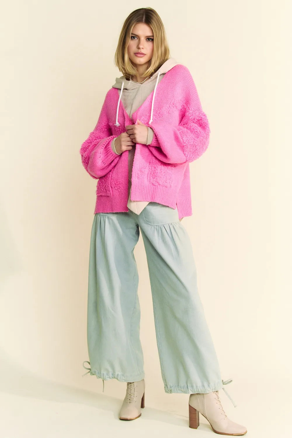 Davi & Dani Side Slit Open Front Long Sleeve Cardigan d1106057-3454-491f-b0e4-4ec9376c06a4-Max