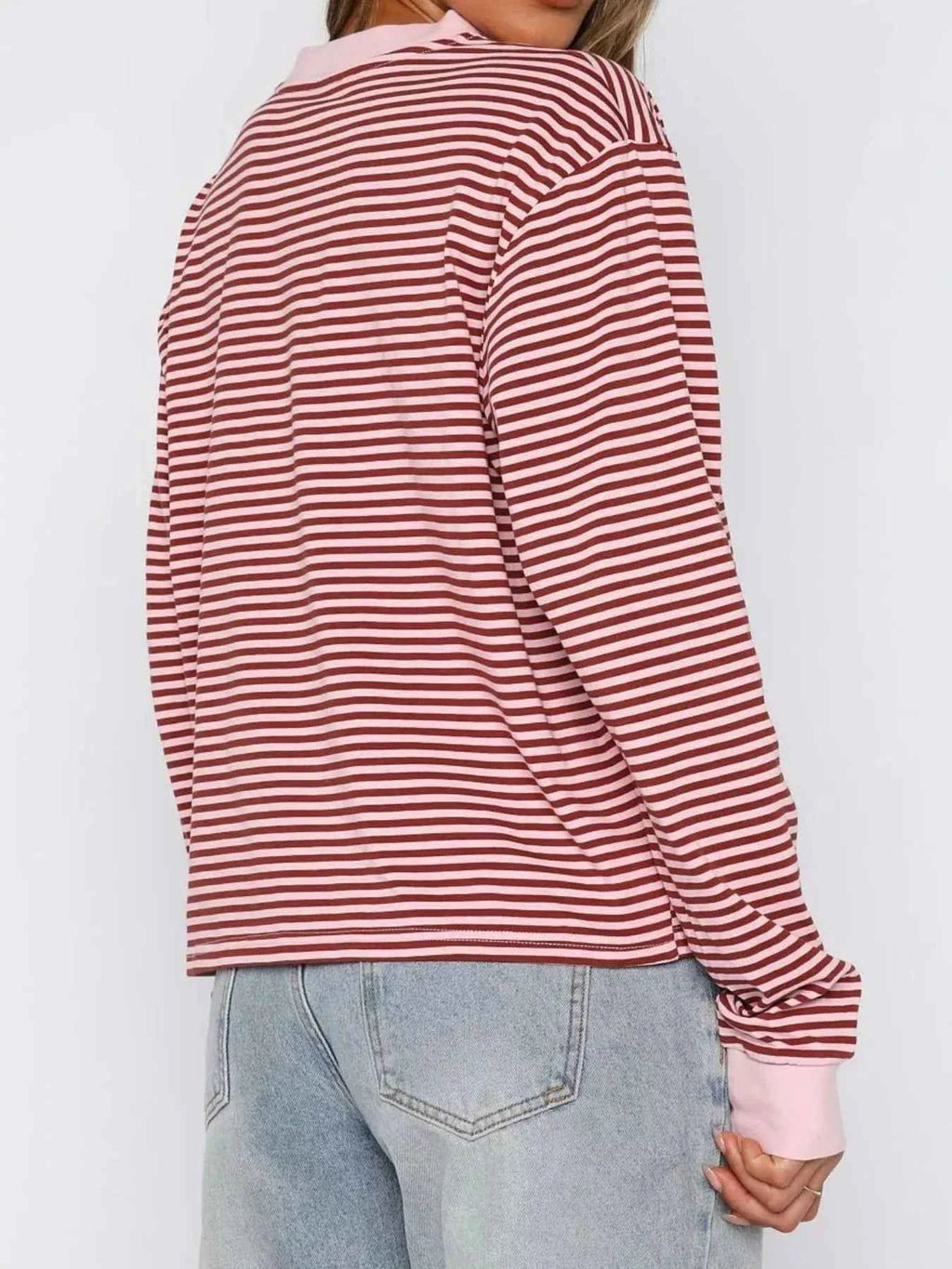 Striped Oversized Round Neck Sweatshirt d12df8fd-8720-4e30-bb9c-cae60730fad0-Max-Origin