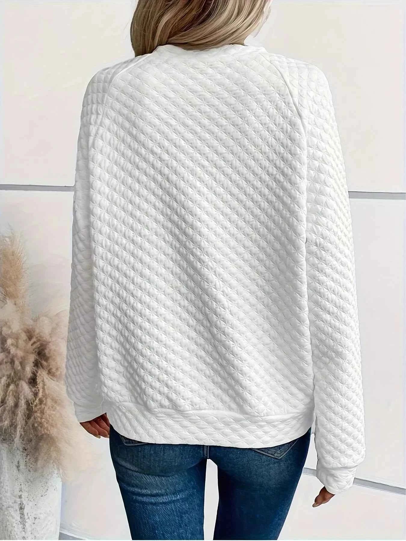 Textured Long Sleeve Notched Sweatshirt d1318a5d39284464a469de1f6eafe616-Max-Origin