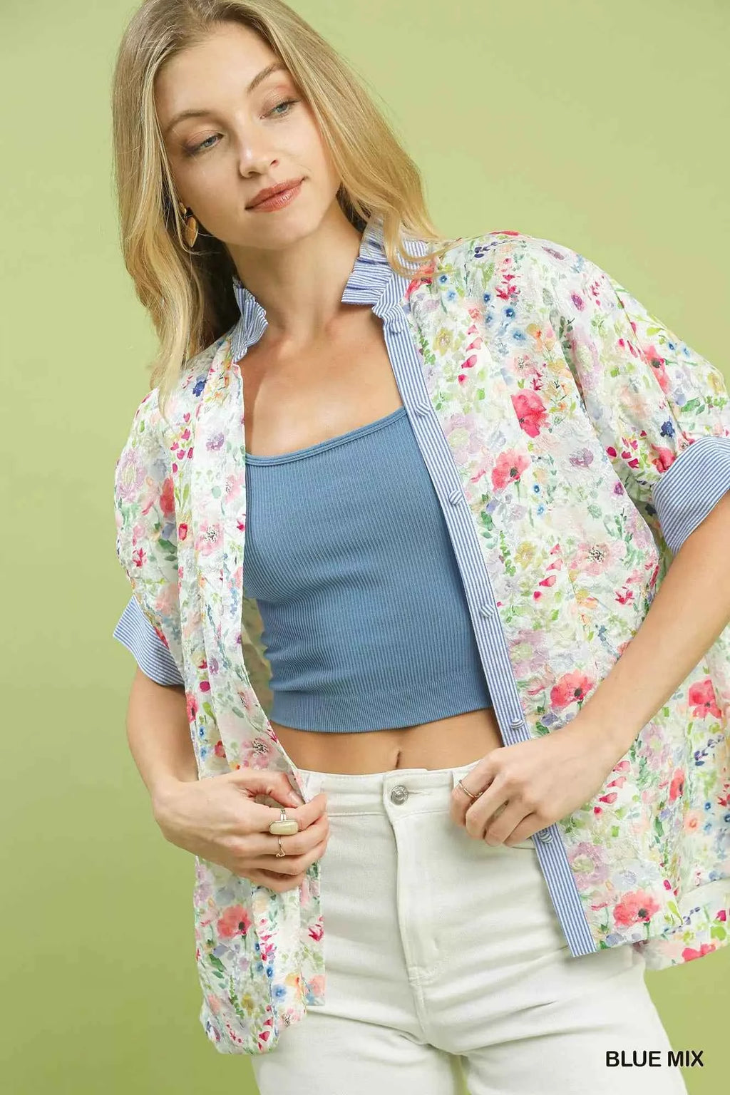 Umgee Jacquard Floral Print Button-Down Shirt d1364bb5-283b-466b-9854-834433fa9b25-Max-Origin
