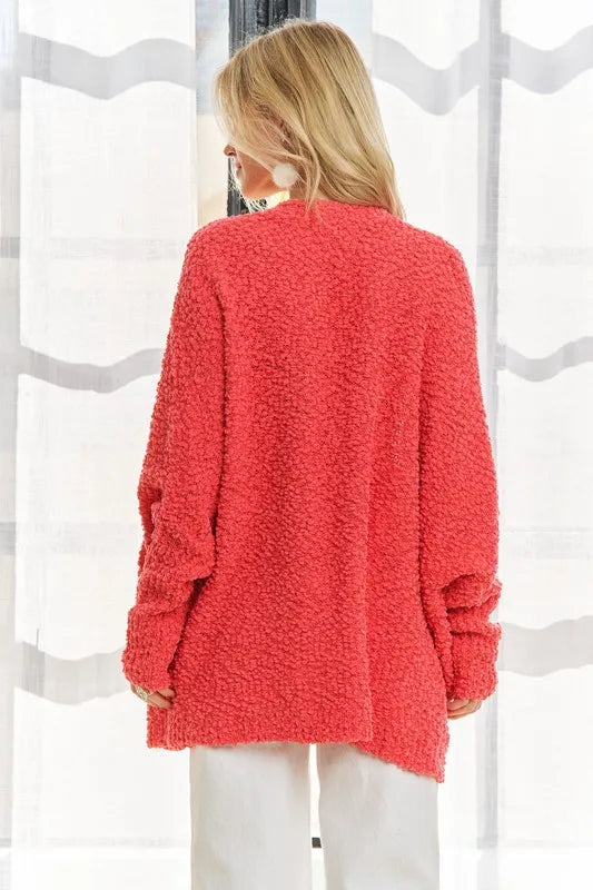 ADORA Popcorn Knit Open Front Long Sleeve Cardigan d149004f-eecf-4253-8814-b1abd249baba-Max