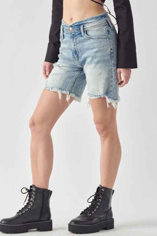 AT1037BML High Rise Bermuda Tulip Waistband Shorts d14e0ed7-0ef2-41e6-aa65-da712acbb0e3
