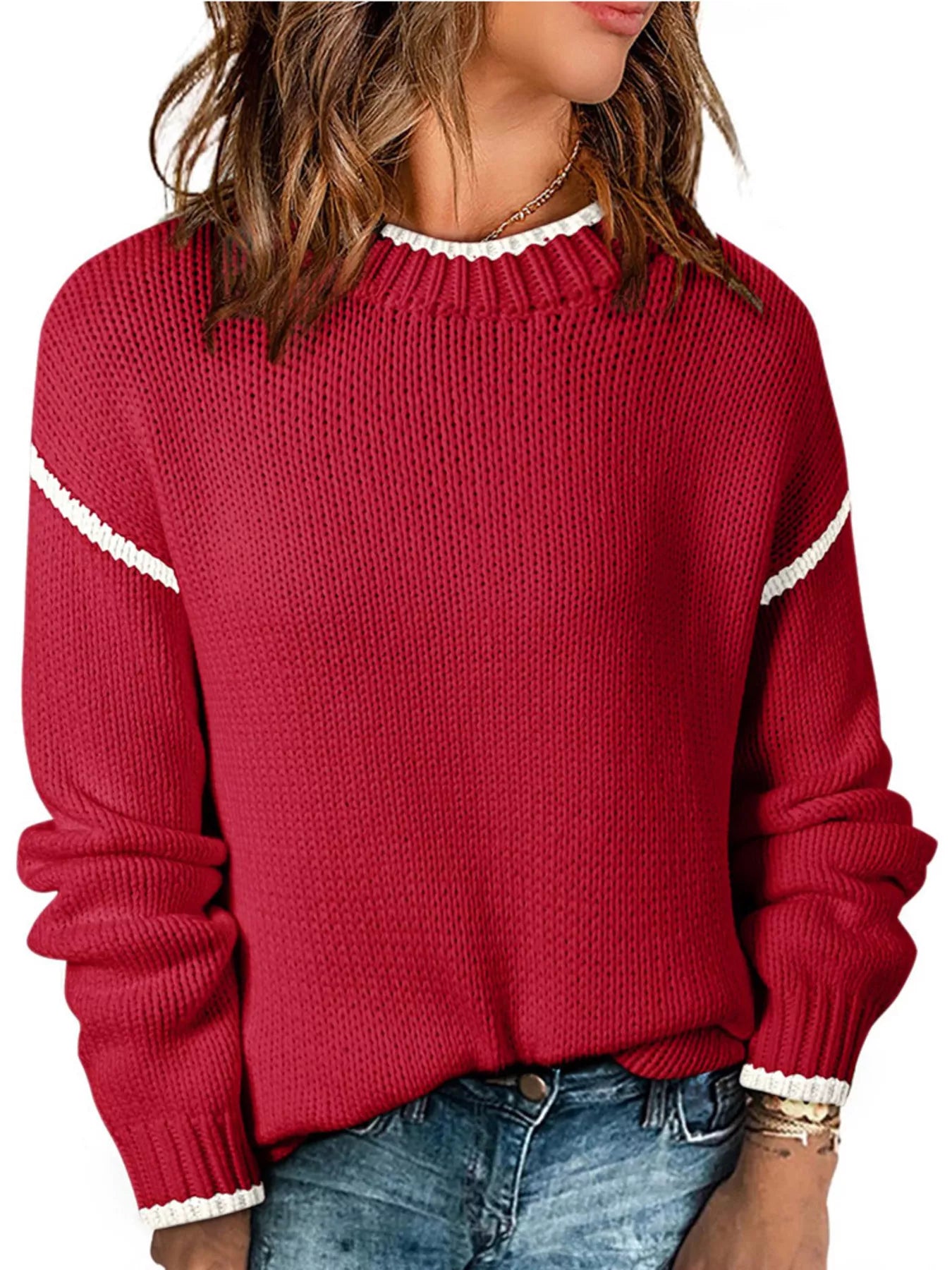 Contrast Trim Long Sleeve Sweater d14f334fec874842a7871915d0c26475-Max-Origin