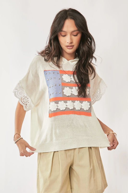 American Flag Loose Fit Lace Sleeve Hoodie Top d1564b46b91f4bc68b47a78771787406-Max-Origin