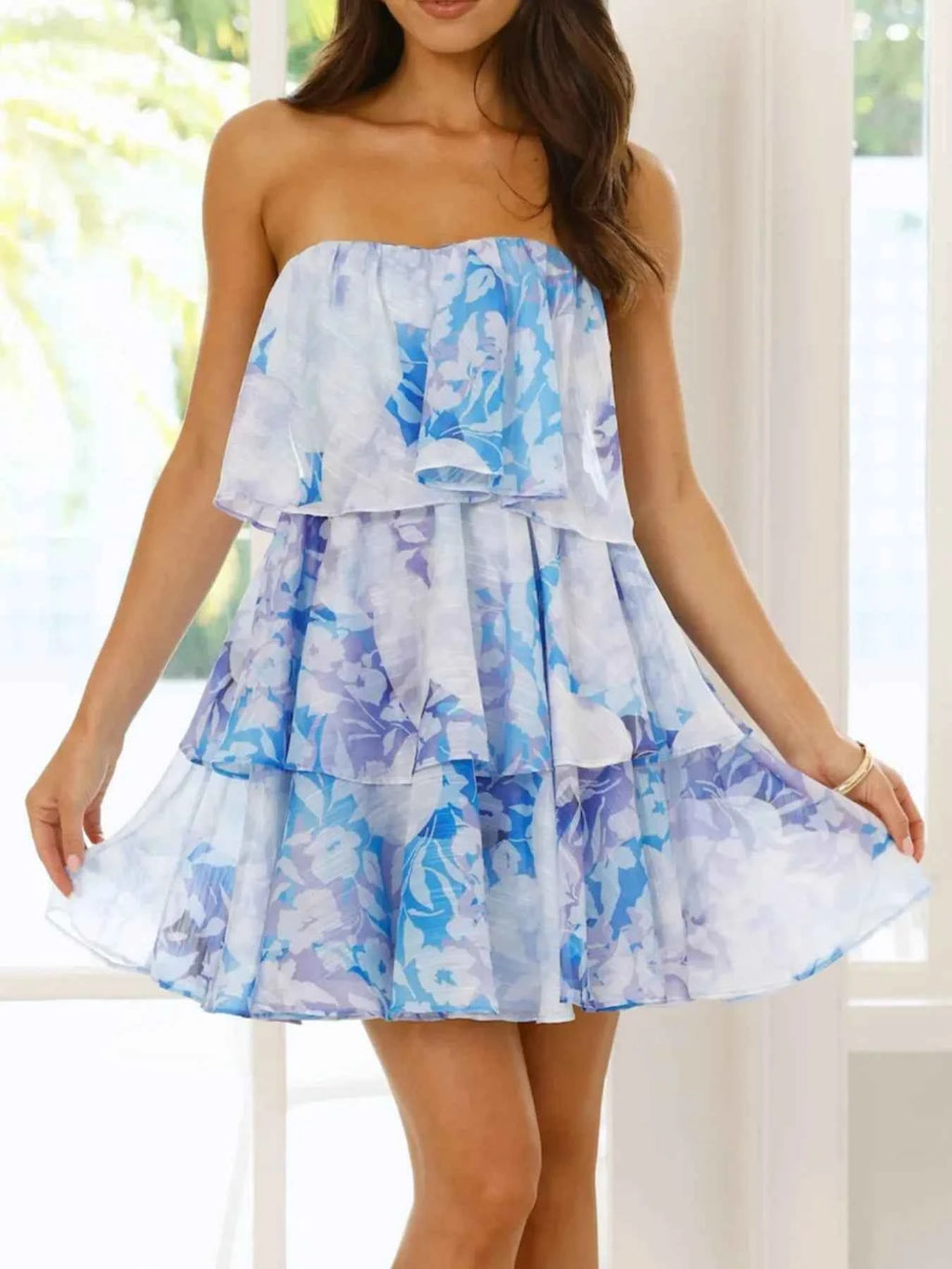 Printed Ruffled Layered Tube Dress d162a673-6564-411c-aee4-e6aa0567d730-Max-Origin