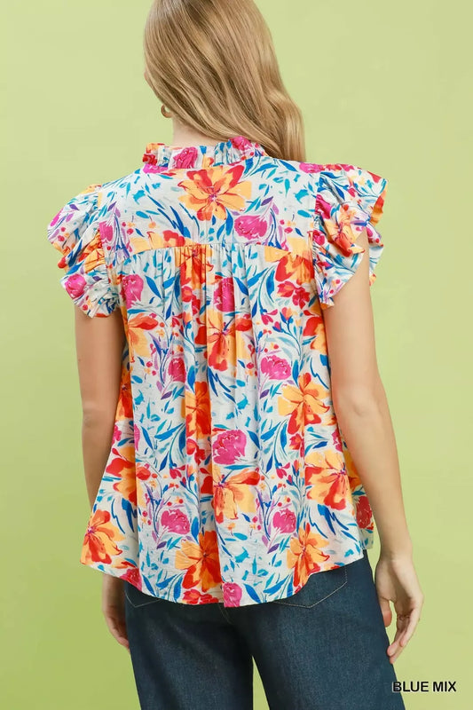 Smocked Yoke Ruffle Sleeve Floral Blouse d163c66f-9590-4a11-bd6b-b12b13f5791c-Max-Origin
