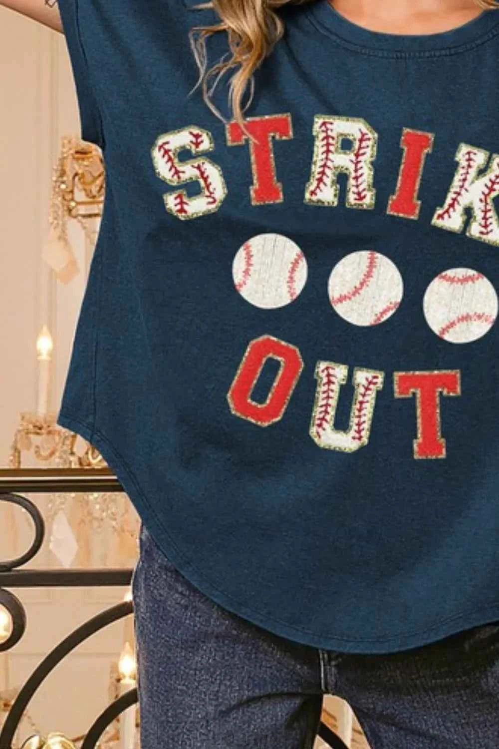 BiBi Strikeout Letter Patches Washed Short Sleeve Top d16b95df-c0b2-4cc1-82ed-26a17c429b3e-Max-Origin