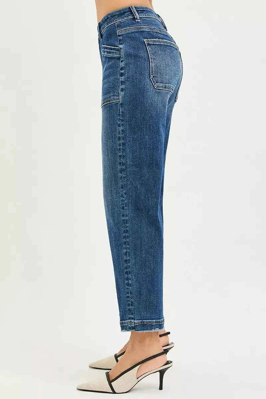 Slouchy Cropped Baggy Jeans with Front Patch Pocket d16ea5f676b446e5b97da40118b41933-Max-Origin