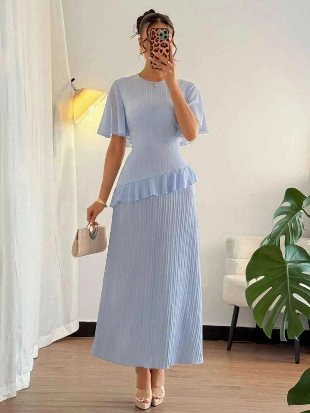 Ruffled Round Neck Flutter Sleeve Dress d1757260811c428eb15011eb67a62279-Max-Origin