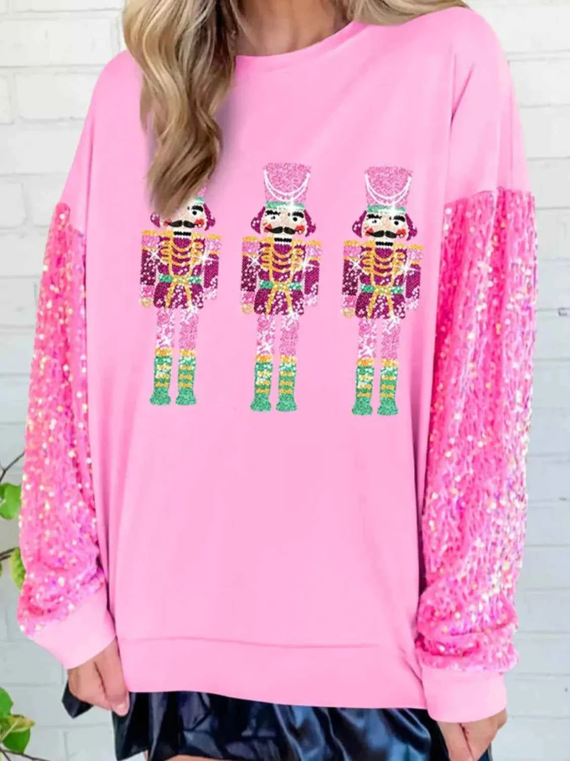 Christmas Theme Sequin Long Sleeve Sweatshirt Blush Pink d17d04cf-f238-40a0-bb49-f89f27b191d2-Max-Origin