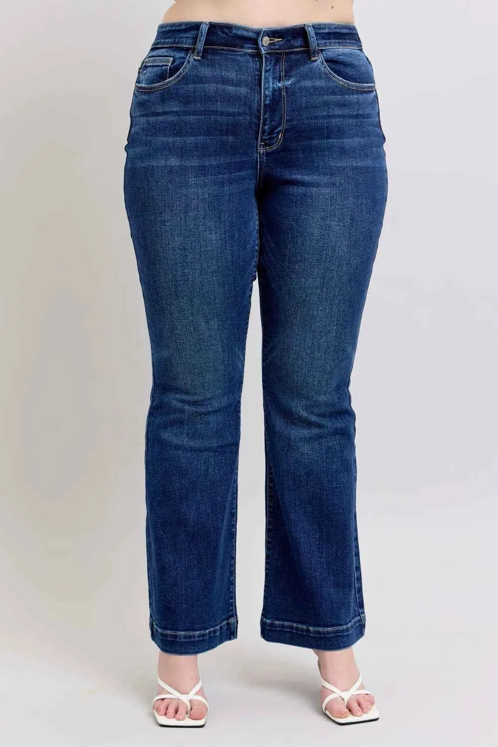 Judy Blue Full Size High Rise Flare Jeans with Pockets Plus Size d183a91a-80e1-4fef-8b24-8590c3bce6ad-Max