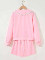 Peter Pan Lace Embellished Neck Sweatshirt and Skirt Two Piece Set d187eb8d690a411187a004e36353eb5f-Max-Origin