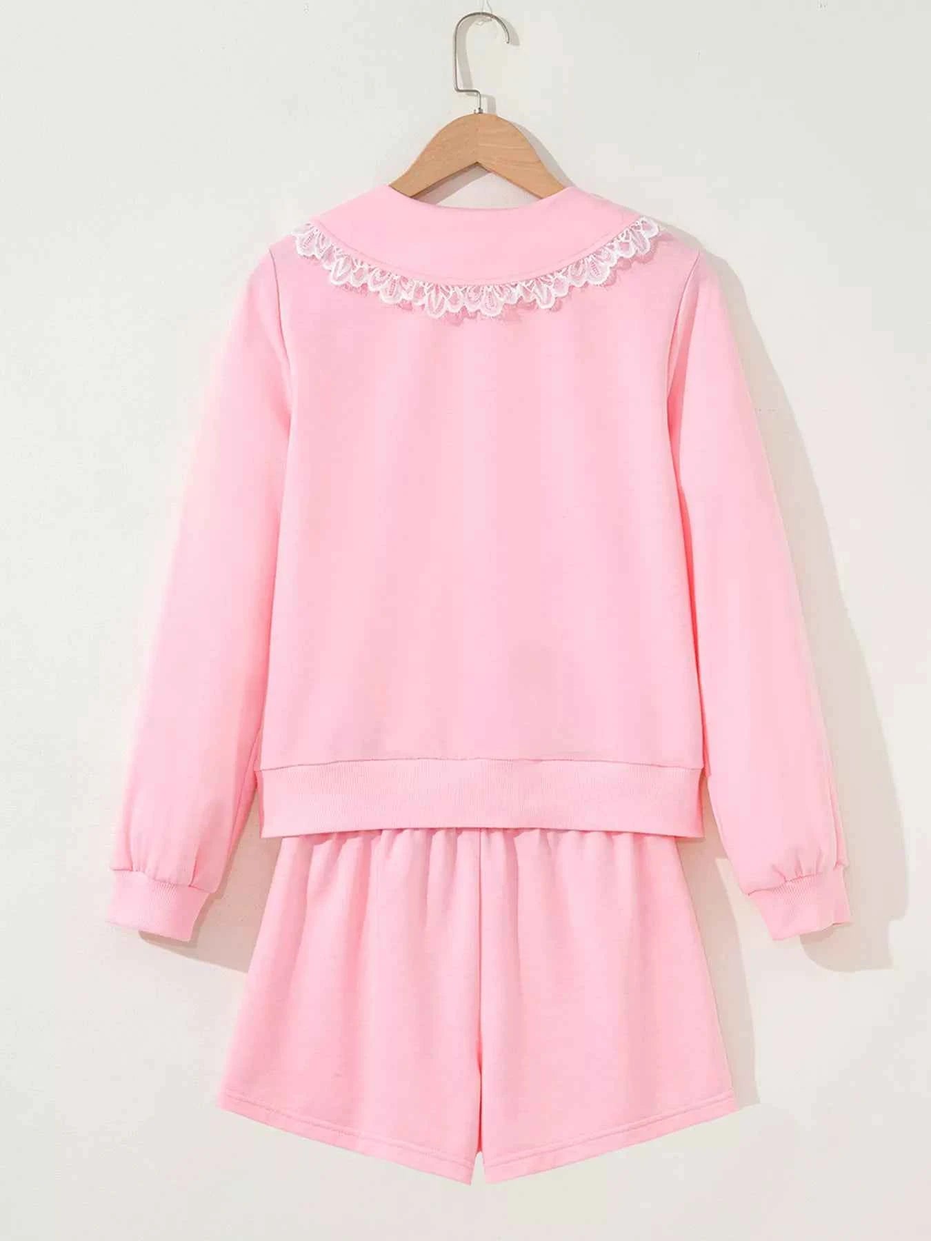 Peter Pan Lace Embellished Neck Sweatshirt and Skirt Two Piece Set d187eb8d690a411187a004e36353eb5f-Max-Origin