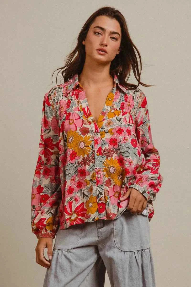 BiBi Woven Floral Printed Shirt Top d192ada3845341c8917e90951737b678-Max-Origin