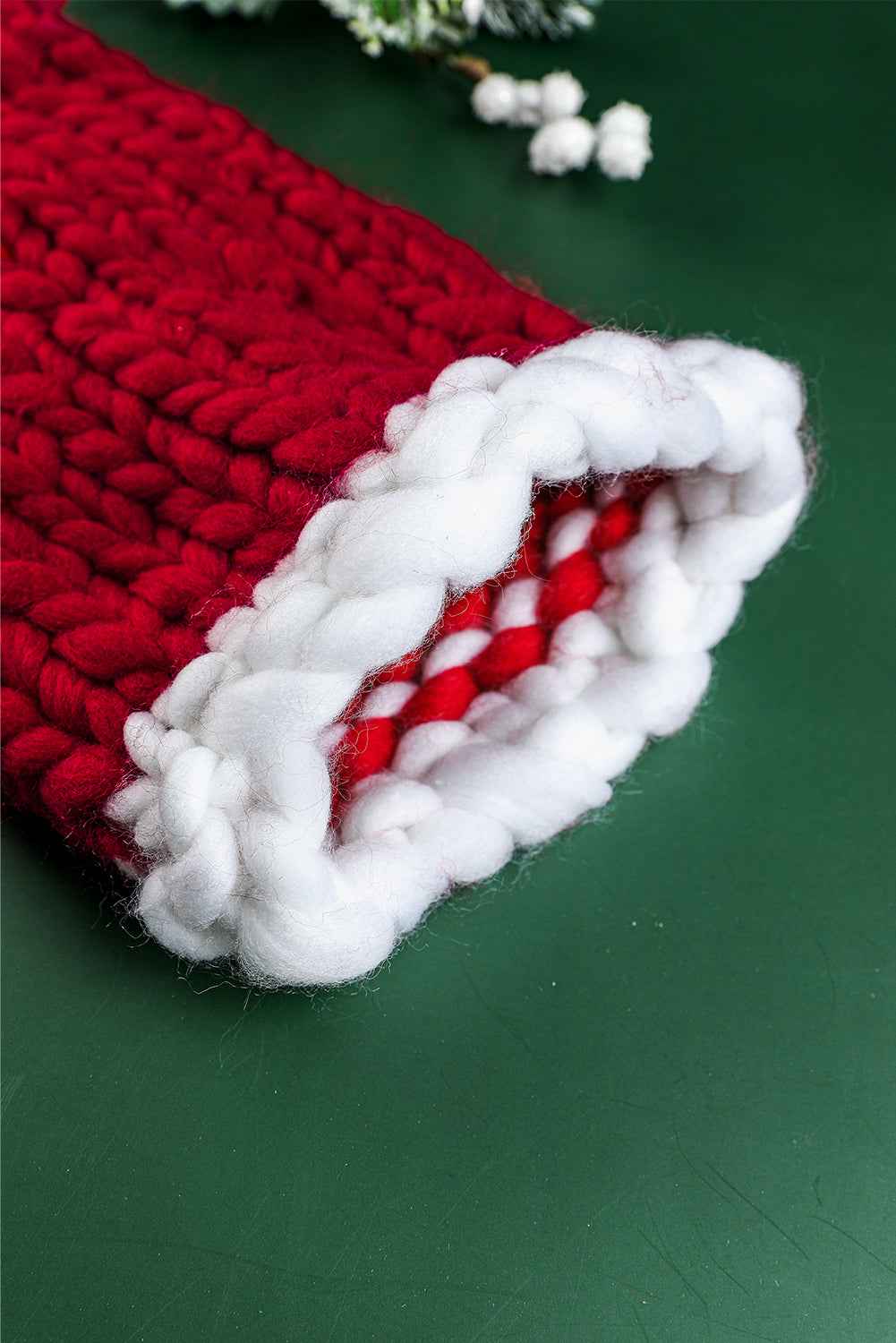 Red Dahlia Color Block Pom Pom Decor Chunky Knitted Christmas Hat d19e62578c06ea6f