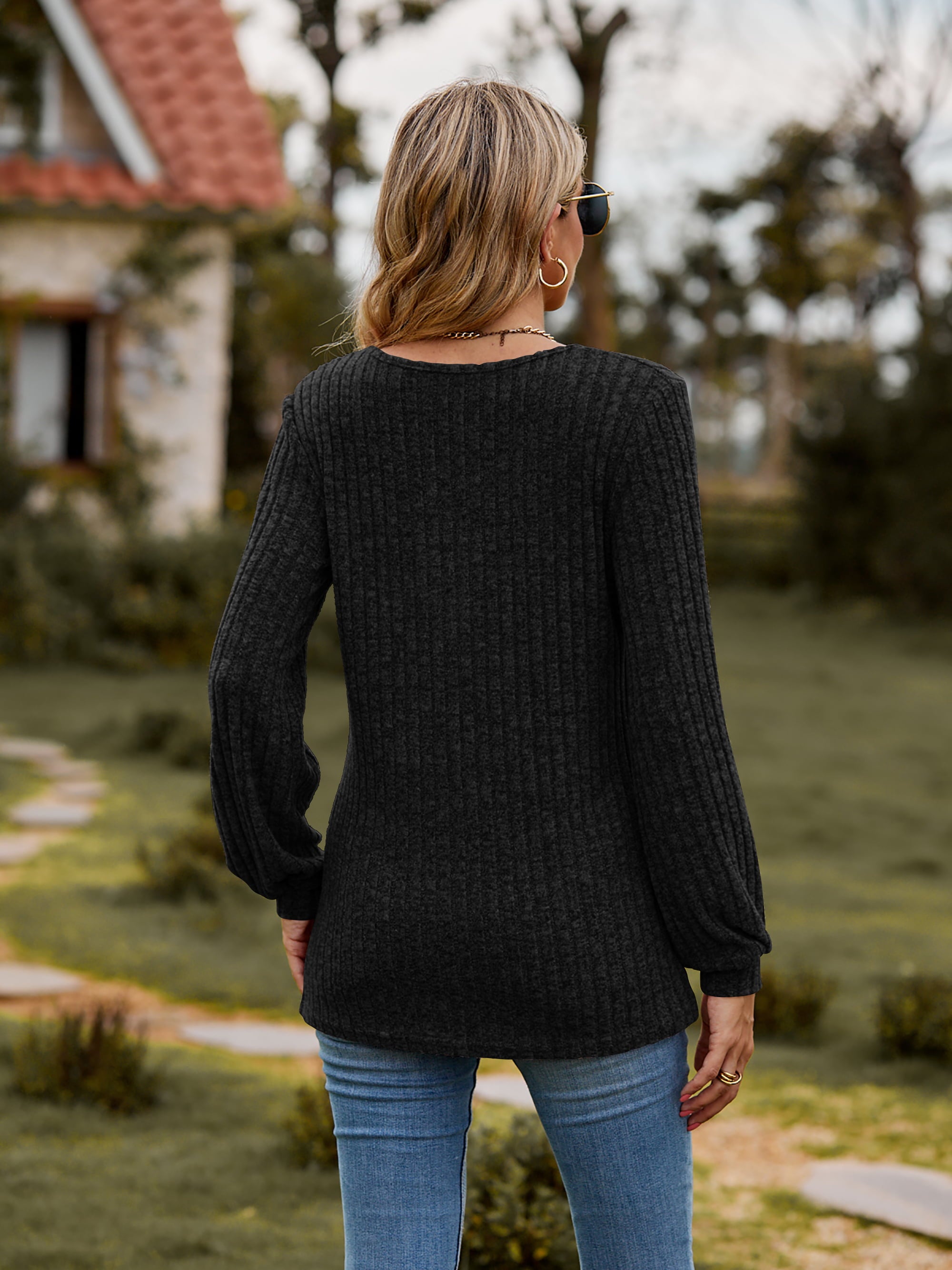 Round Neck Button-Down Long Sleeve Tee d1a6468179a54bbf8c7249d48dab5cd6-Max