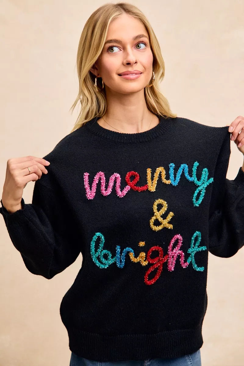 BiBi Tinsel Lettering Christmas Sweater d1a700dcf9364de4aecee8144bc3c9da-Max-Origin