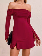 Off-Shoulder Long Sleeve Mini Dress d1aab617210541598b801e93c7b0c85c-Max-Origin