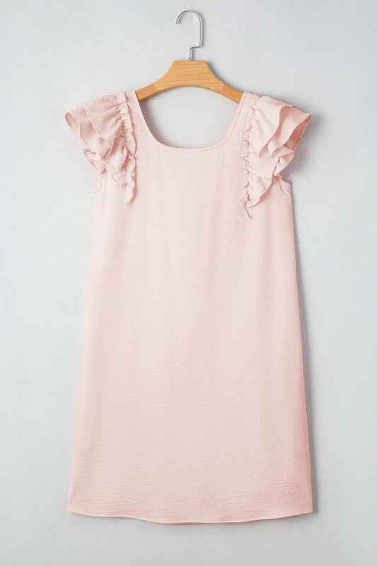 Abigail Textured Flutter Sleeve Bow Back Mini Dres d1ade3a7-e440-4d23-9cca-fba129aed7b5