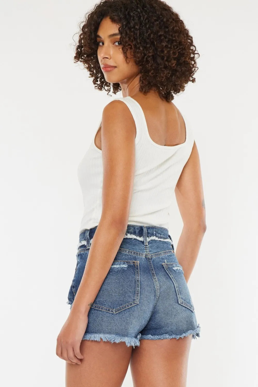 Kancan Distressed Button Fly Denim Shorts d1bcefbc-25ef-4e3b-9a92-76b698dcaff8-Max