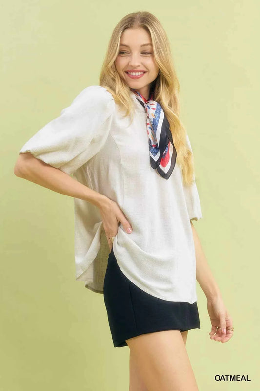 Linen Scallop Trim V-Neck Blouse d1c84365-0573-4758-a159-64ef4bb88b03-Max-Origin