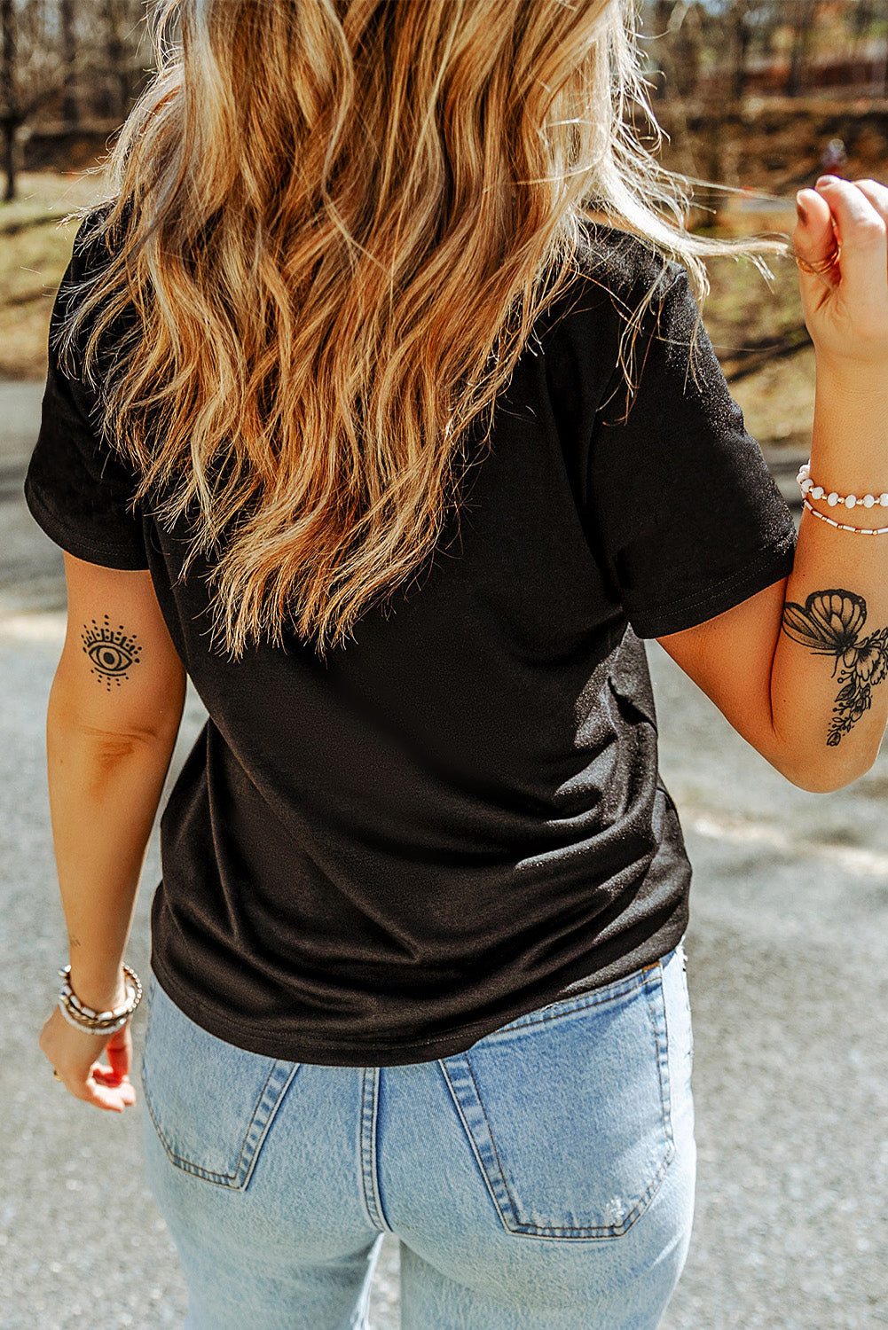 Black Halloween Spirit Pattern Sequins Patch Custom Casual Tee d1c85761d2726793
