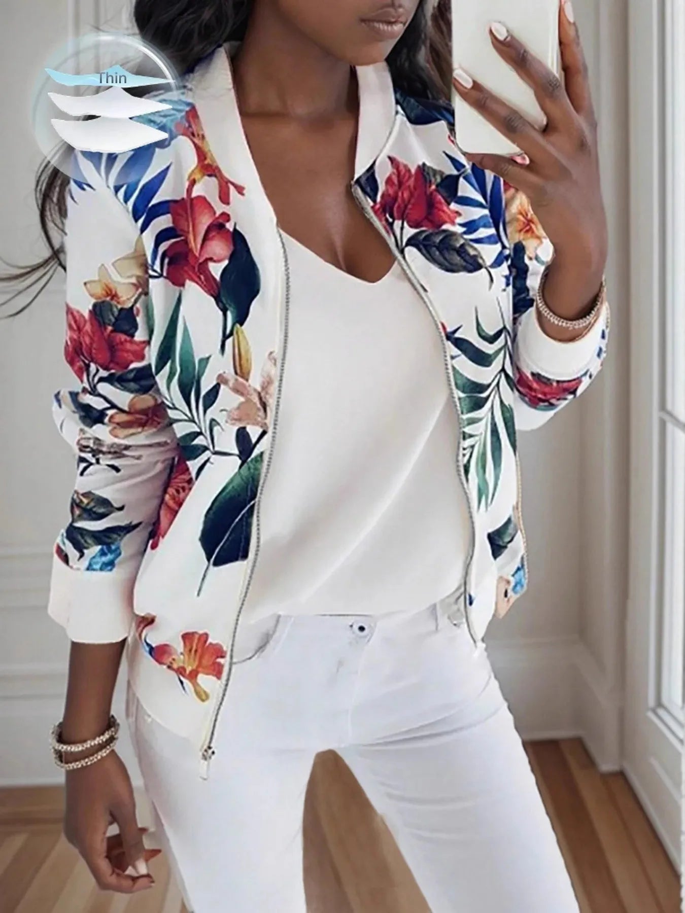 Printed Zip Up Long Sleeve Jacket d1ca2502c7824ac5a9c74f97e9408d8c-Max-Origin
