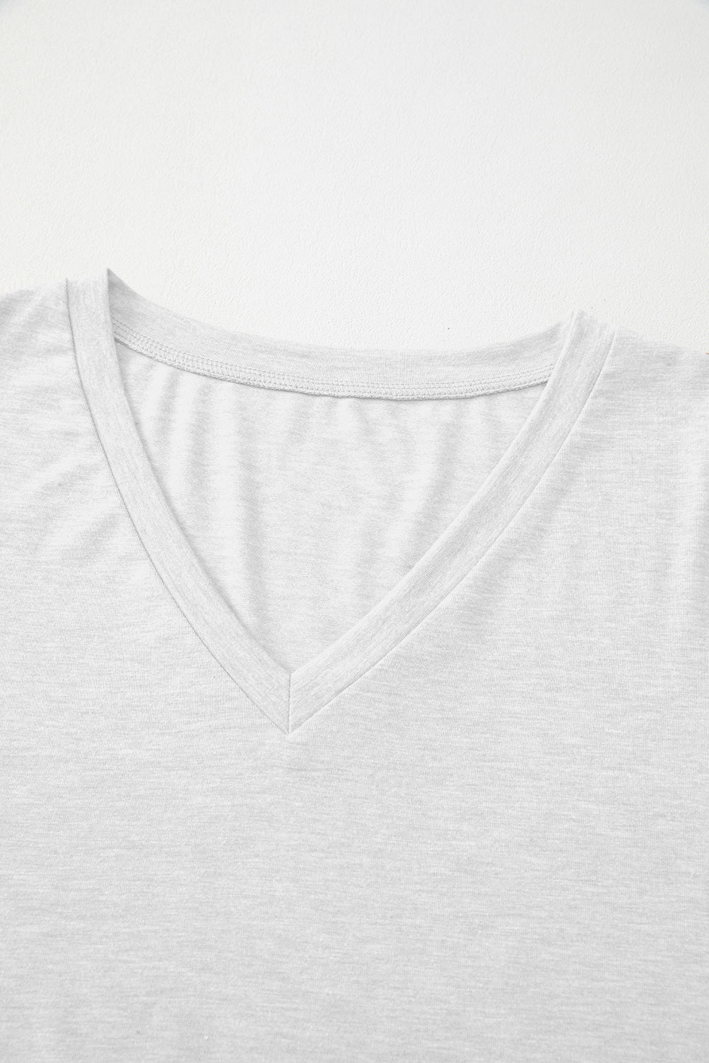 White Plain V Neck Long Sleeve Top d1cd0db98f981394