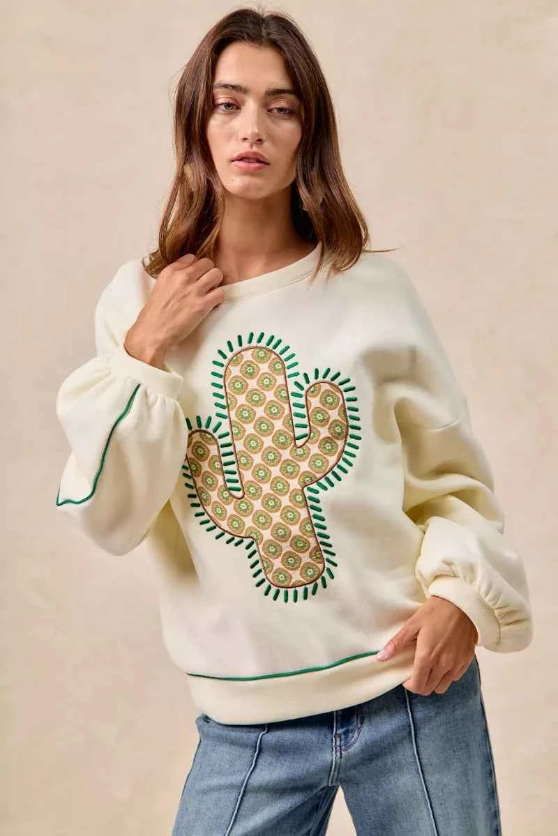 BiBi Cactus Embroidered Fleece Sweatshirt d1ceb1cbc63c45aaa3865a9a5f87e164-Max-Origin