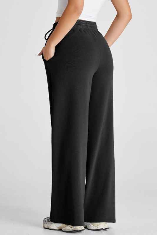 Solid Seam Drawstring Wide Leg Sweatpants d1d044d3-5029-4fd5-b19b-7854fae1ce19