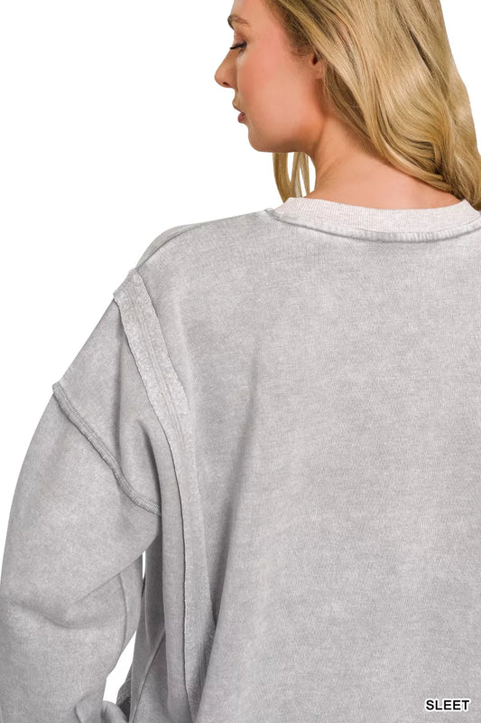 Fleece Acid Washed Contrast Trim Pullover d1d10cfc-da0b-424d-8e88-c4cef464031f-Max-Origin