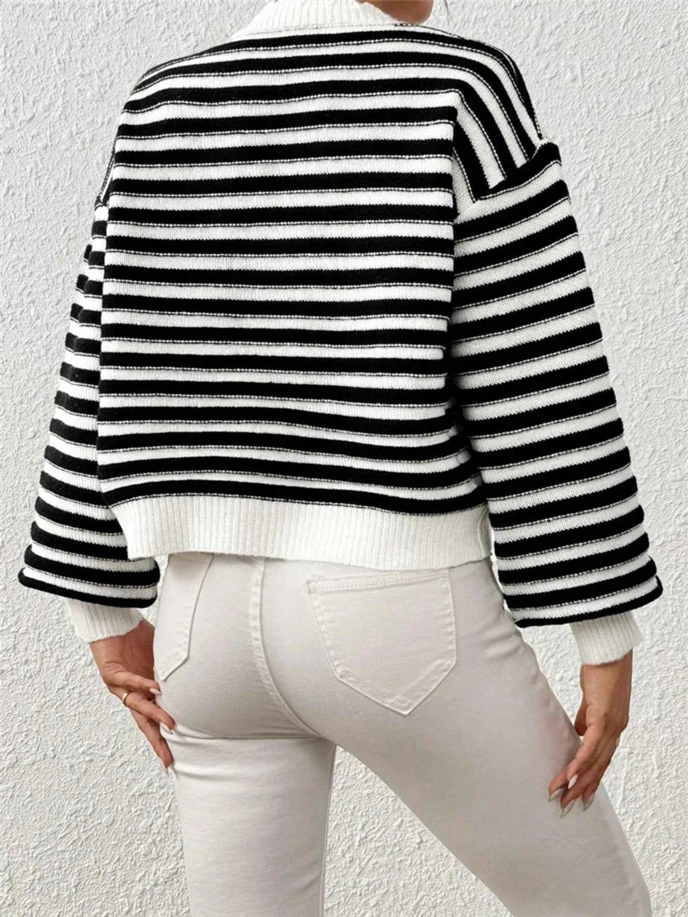 Rainbow Striped Cropped Cardigan with Balloon Sleeves