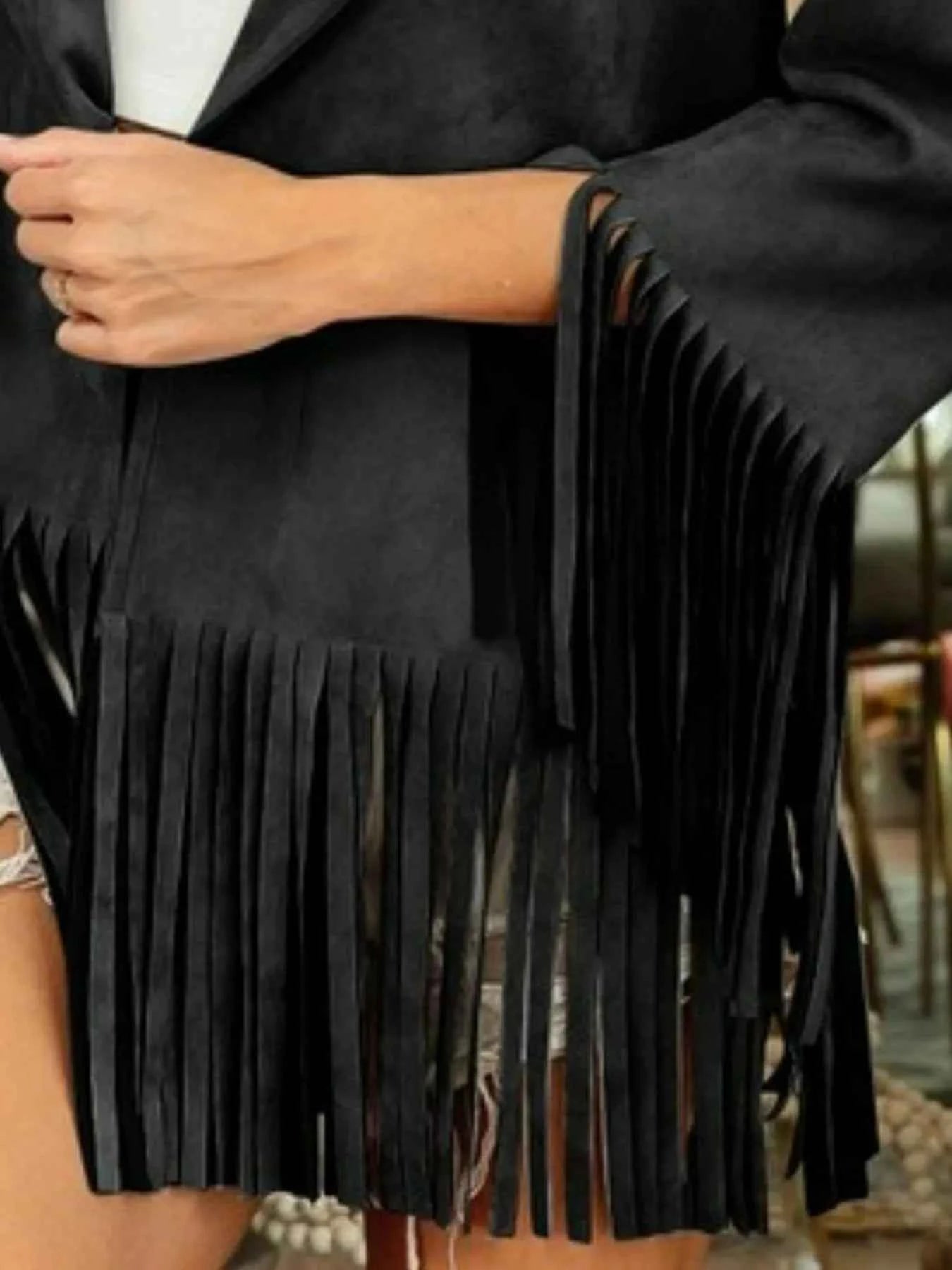 BiBi Suede Single Blazer with Fringed Hem d1d88d90-b2cb-4a2c-aa87-3a876fe3dfdf-Max-Origin