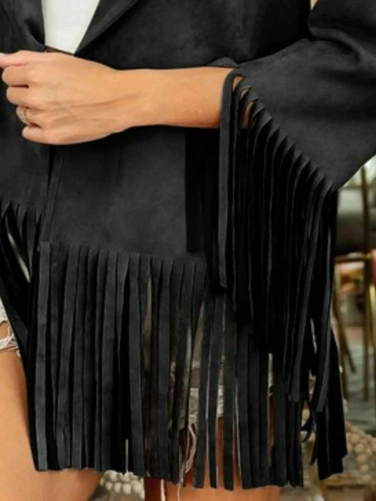 BiBi Suede Single Blazer with Fringed Hem d1d88d90-b2cb-4a2c-aa87-3a876fe3dfdf-Max-Origin