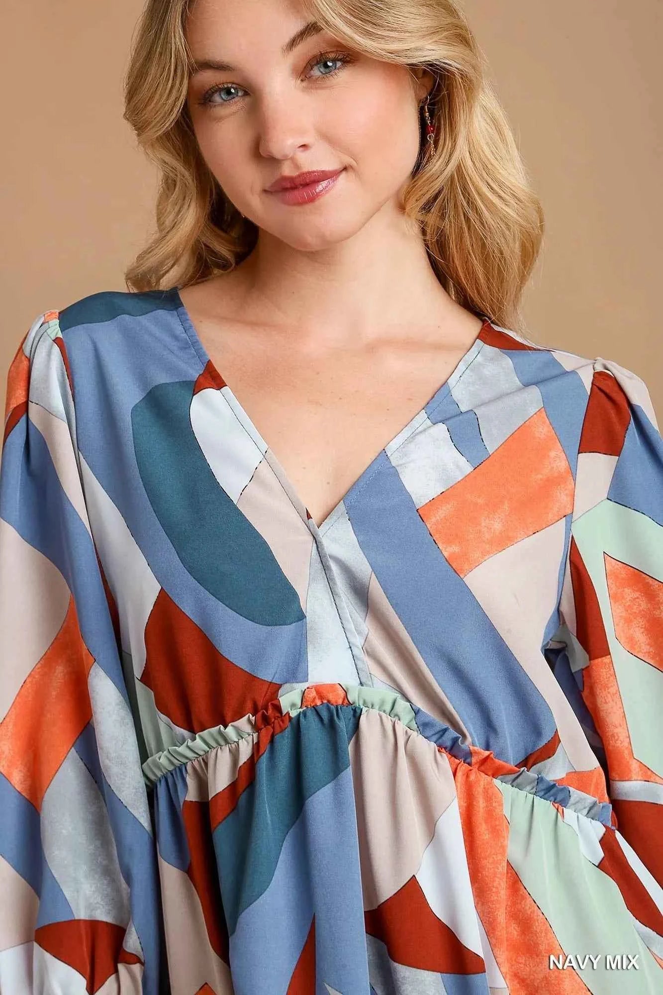 Umgee Abstract V-Neck Tiered Printed Dress d1e48f8f-4cf1-464c-b240-42d3bb55f33c-Max-Origin