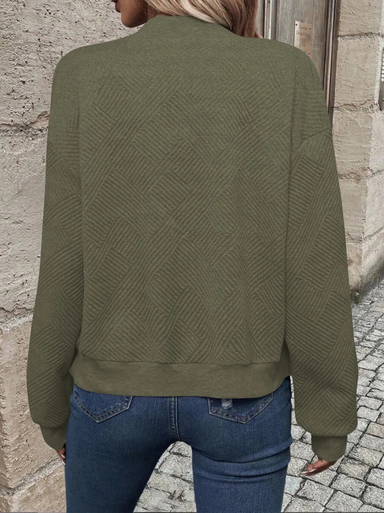 Zip-Up Textured Long Sleeve Jacket d1e9a1f530f548bc803e324caffe8a59-Max-Origin