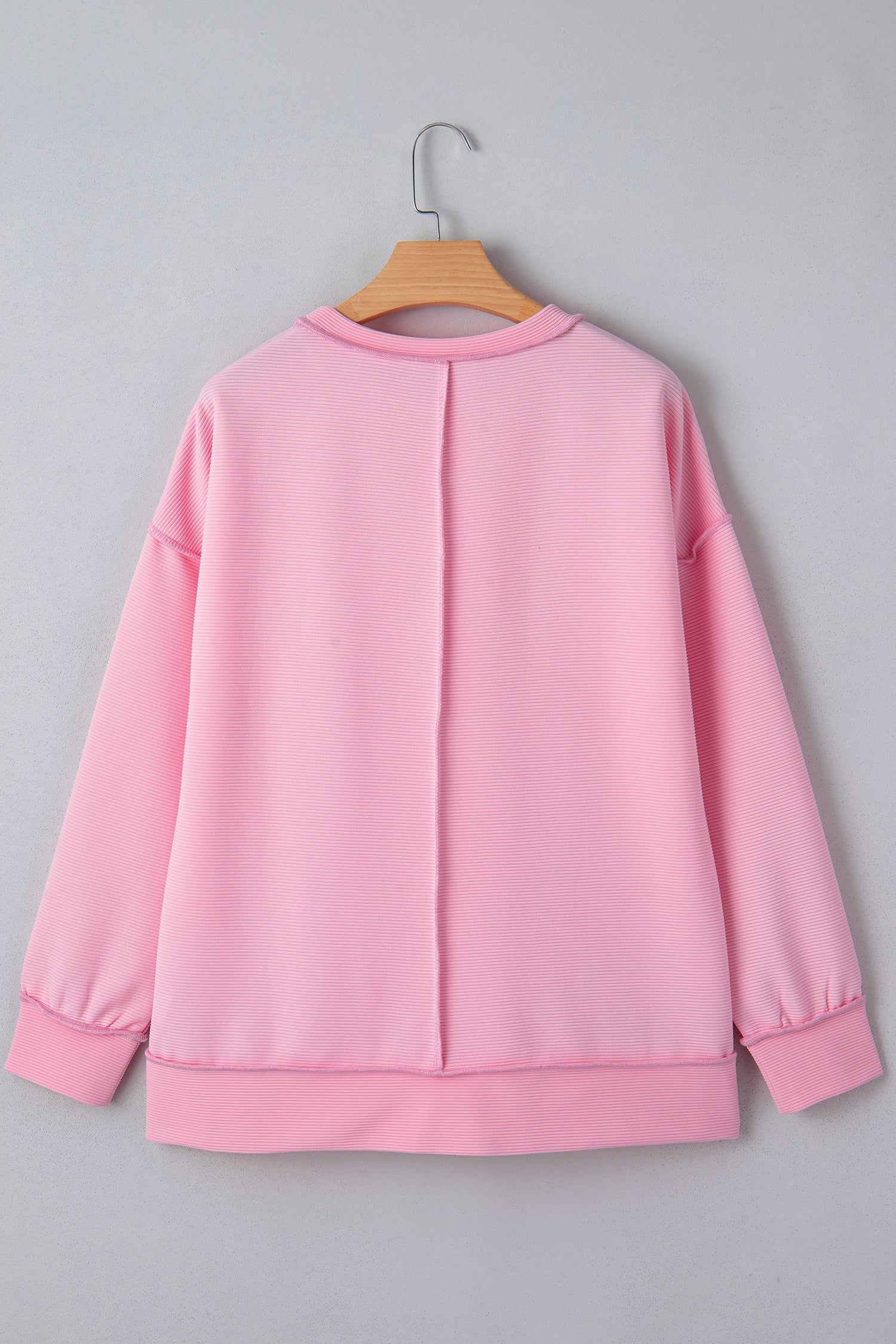 Lavendula Horizontal Ribbed Exposed Seam Detail Drop Shoulder Baggy Pullover d1f3ba06ac2f4b6d