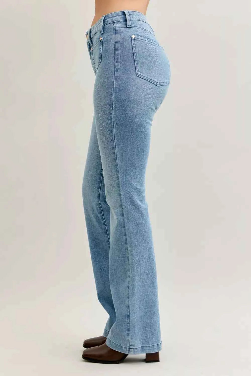 Judy Blue Full Size Mid Rise Bootcut Jeans with Contrast Wash & Front Patch Pockets Plus Size d206ab74f9bc4c44b190b580150daa78-Max-Origin